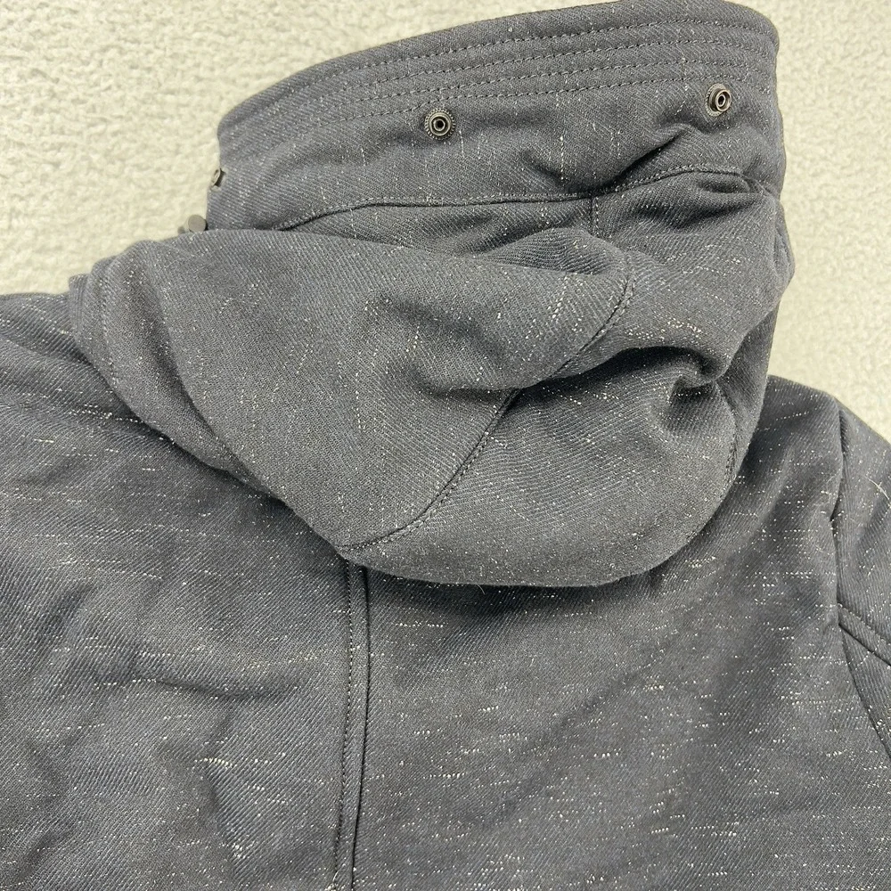 Zara‎ Man Wool Blend Jacket Hooded Pockets Blue Mens Small Winter Coat